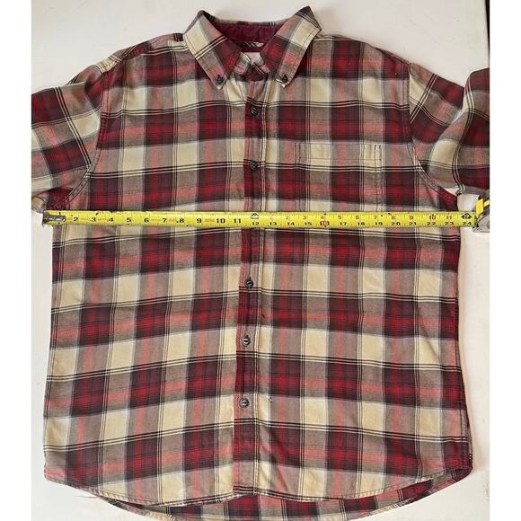 Weatherproof Vintage Men Shirt L Red Beige Brown Plaid Worn-In Grunge Workwear - Picture 4 of 12